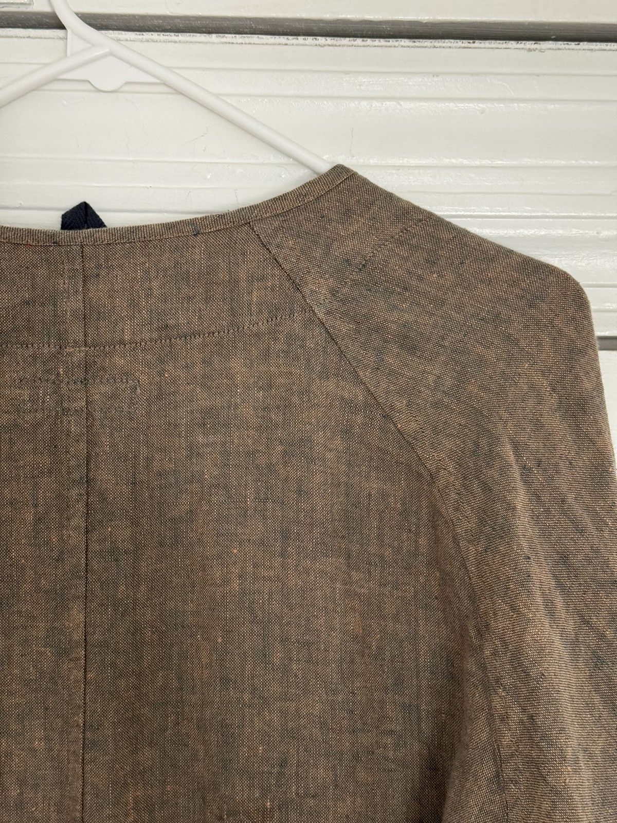 Ts(S) Linen Collarless Easy Jacket Back Slit Brown Navy Chambray Size US S / EU 44-46 / 1 - 11 Thumbnail