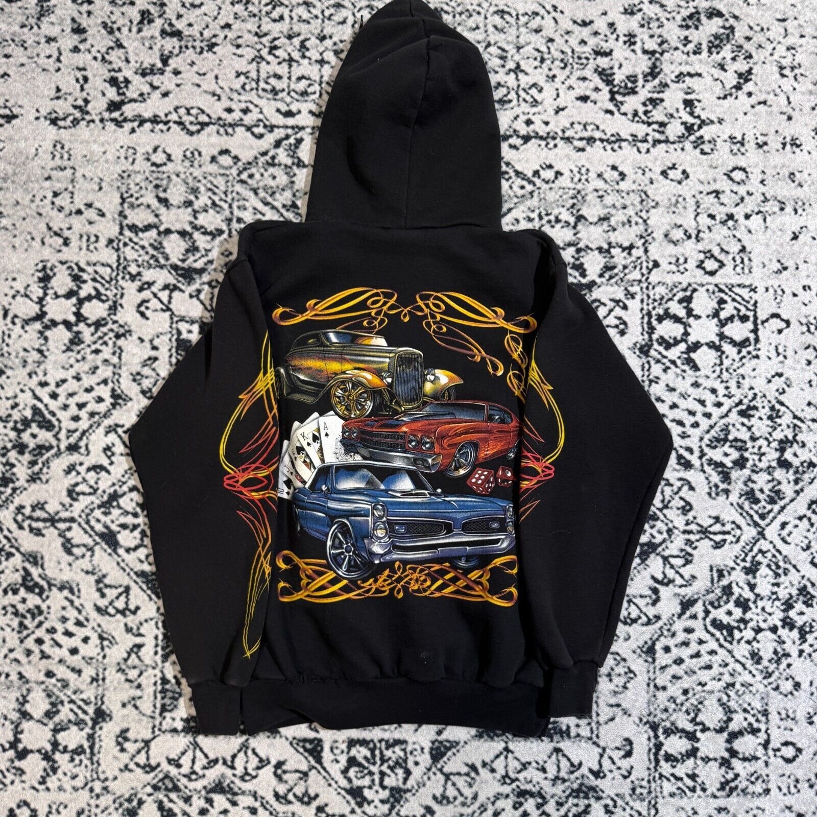 Vintage Vintage Black Cotton Hoodie Size S 90s Gambling Card Car Y2K Size US S / EU 44-46 / 1 - 9 Thumbnail