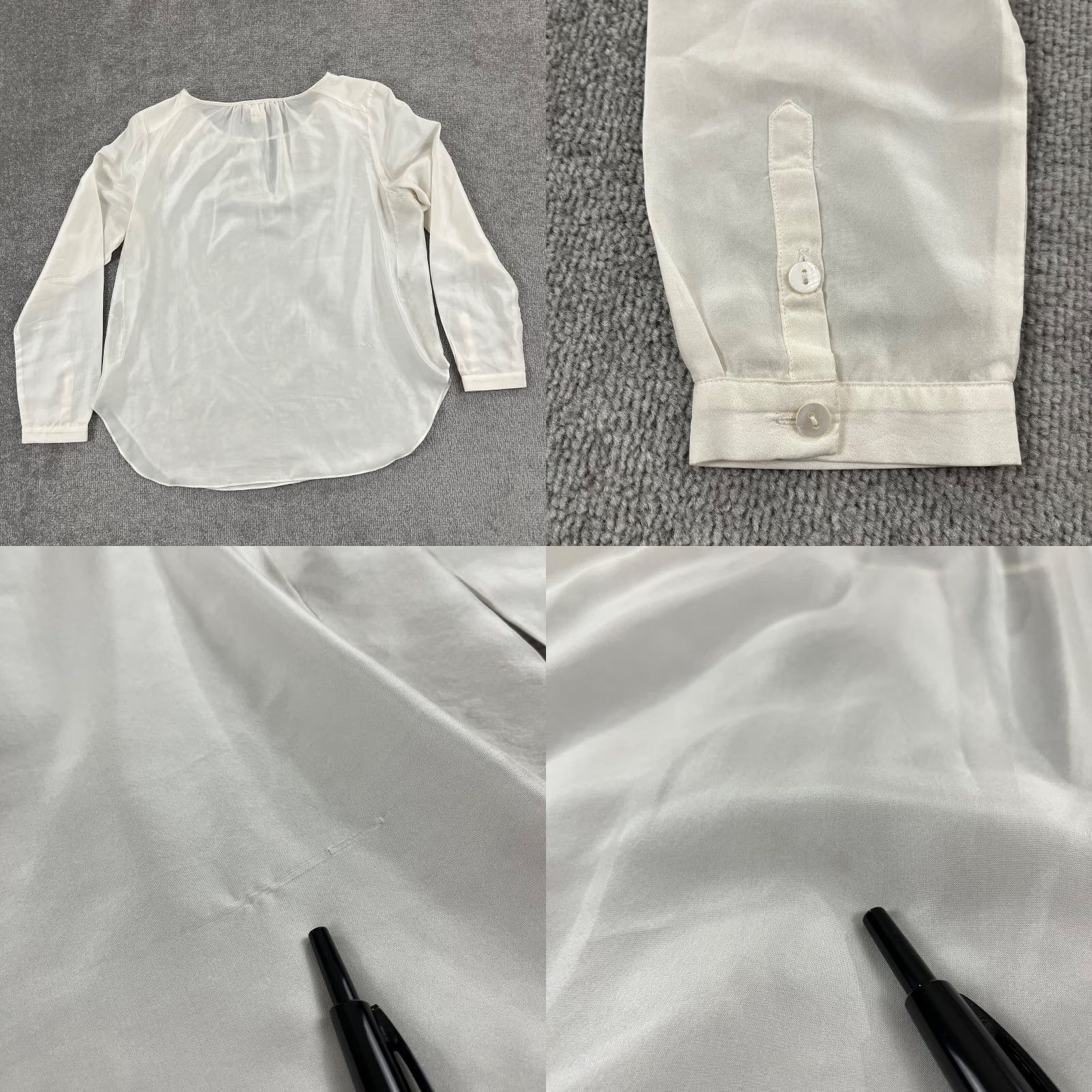 Vintage SUNDANCE Blouse Womens L White Silver Floral Embroidered Silk Sheer L/S Size L / US 10 / IT 46 - 8 Thumbnail
