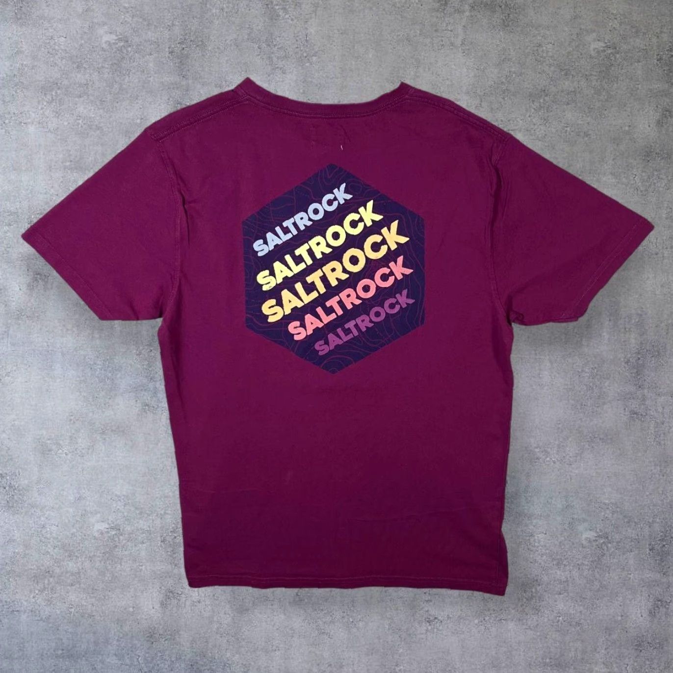 Vintage Saltrock Classic Spellout Surfer Burgundy Red Graphic T-Shirt Medium Men Short Sleeve Round Neck Cotton Graphic Print Front Back Size US M / EU 48-50 / 2 - 2 Thumbnail