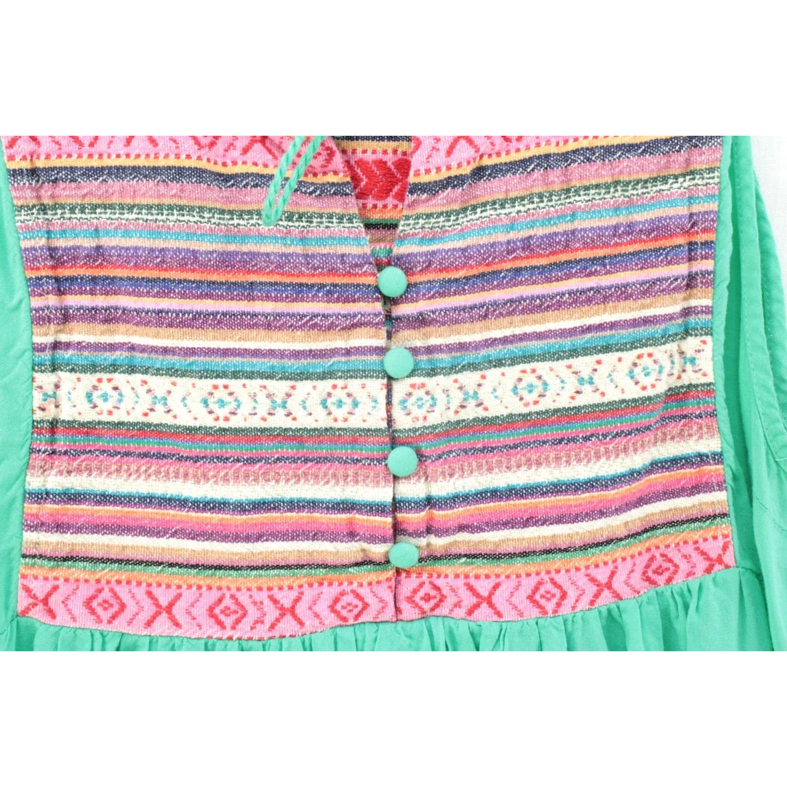 Vintage UMGEE Tunic Tank Top Womens XL Green Sleeveless Boho tribal print Tassel Peasant Cotton Polyester Shirt Tank Size XL / US 12-14 / IT 48-50 - 3 Thumbnail