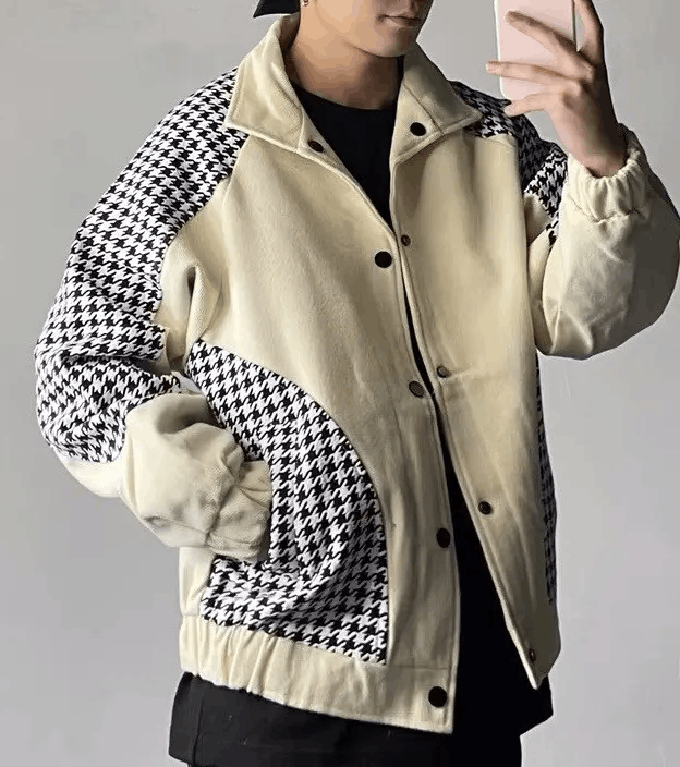 Japanese Brand × Vintage Retro houndstooth patchwork jacket coat Size US M / EU 48-50 / 2 - 2 Thumbnail