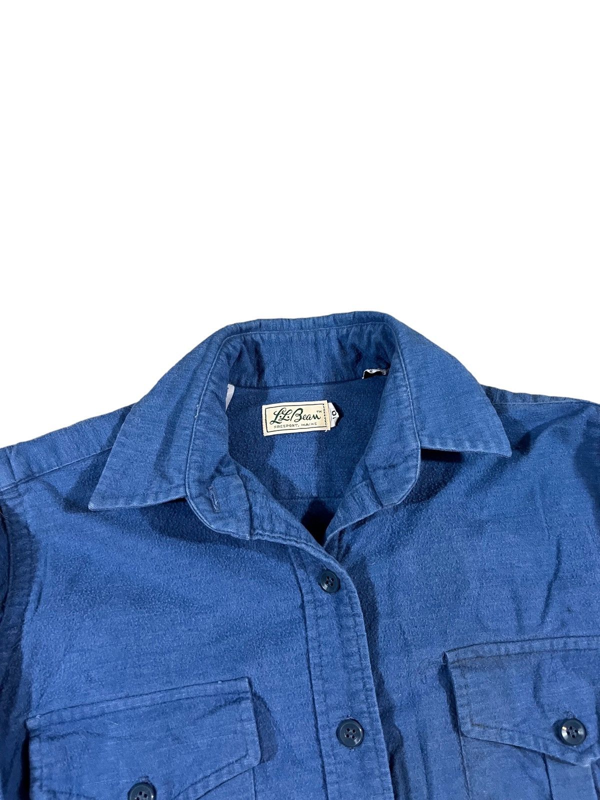 L.L. Bean Vintage 70s LL Bean Script Chamois Cloth Shirt Blue 10 Size M / US 6-8 / IT 42-44 - 3 Thumbnail