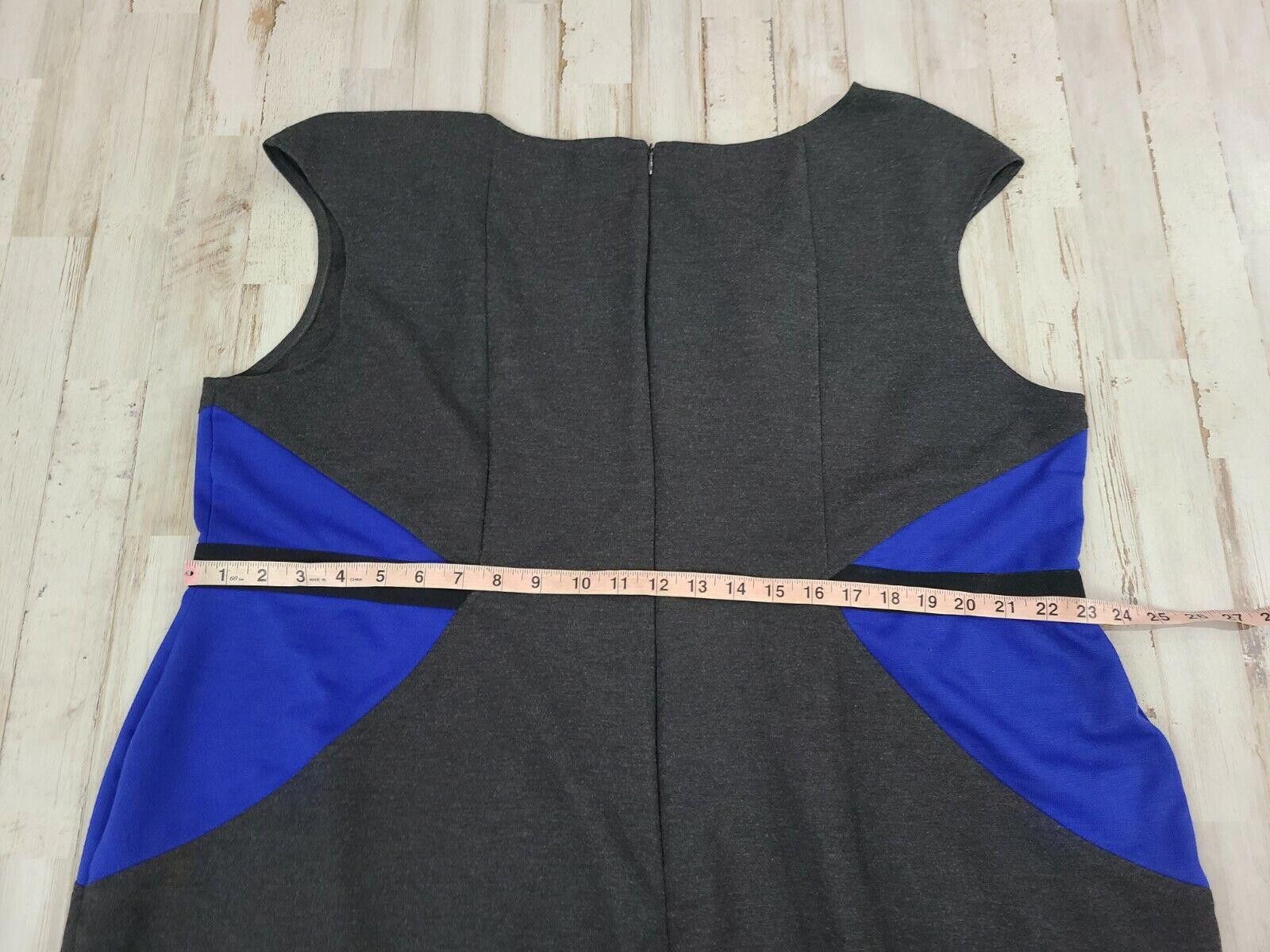 Designer Womens Dress 3x Career Sheath Color block Gray Blue Size 3XL / US 20-22 - 6 Thumbnail