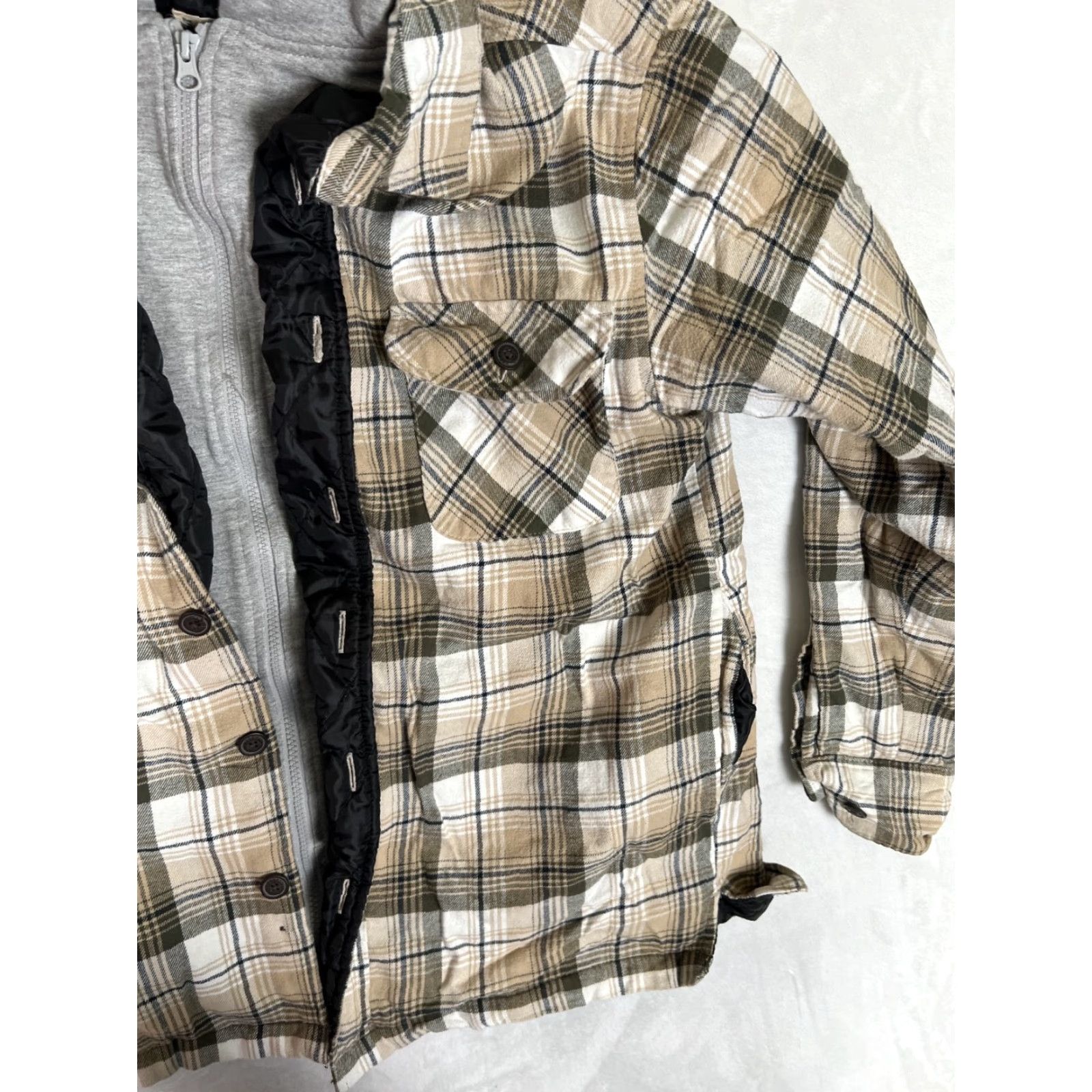 Vintage RedHead Button Up Quilted Flannel Hoodie Jacket Brown Plaid Mens Medium Jacket Size US M / EU 48-50 / 2 - 2 Thumbnail