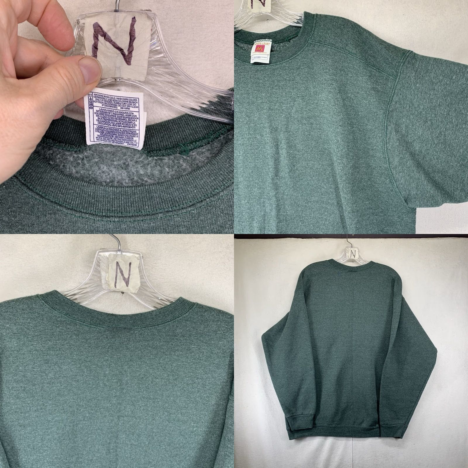 Vintage VINTAGE Members Mark Sweatshirt Crewneck L Green Grunge 90s Streetwear Heavyweight Cotton Polyester Mens Size US L / EU 52-54 / 3 - 8 Thumbnail