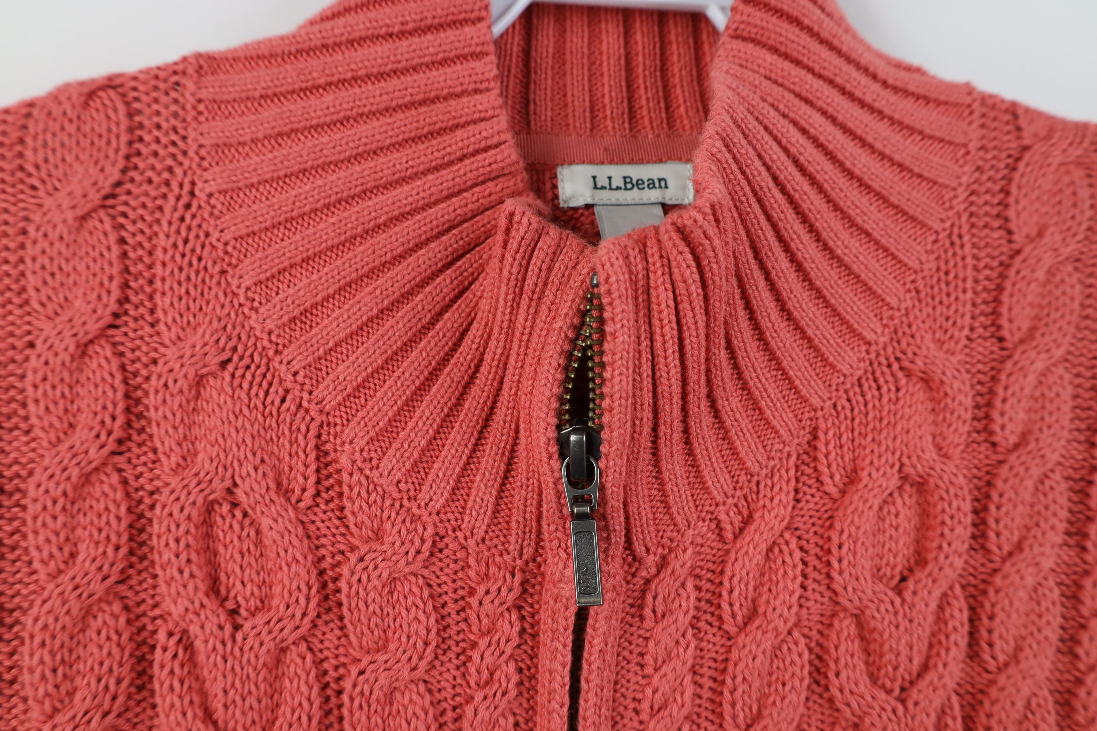 L.L. Bean Vintage Y2K LL Bean Knit Fisherman Zip Sweater Salmon Pink Size L / US 10 / IT 46 - 4 Thumbnail