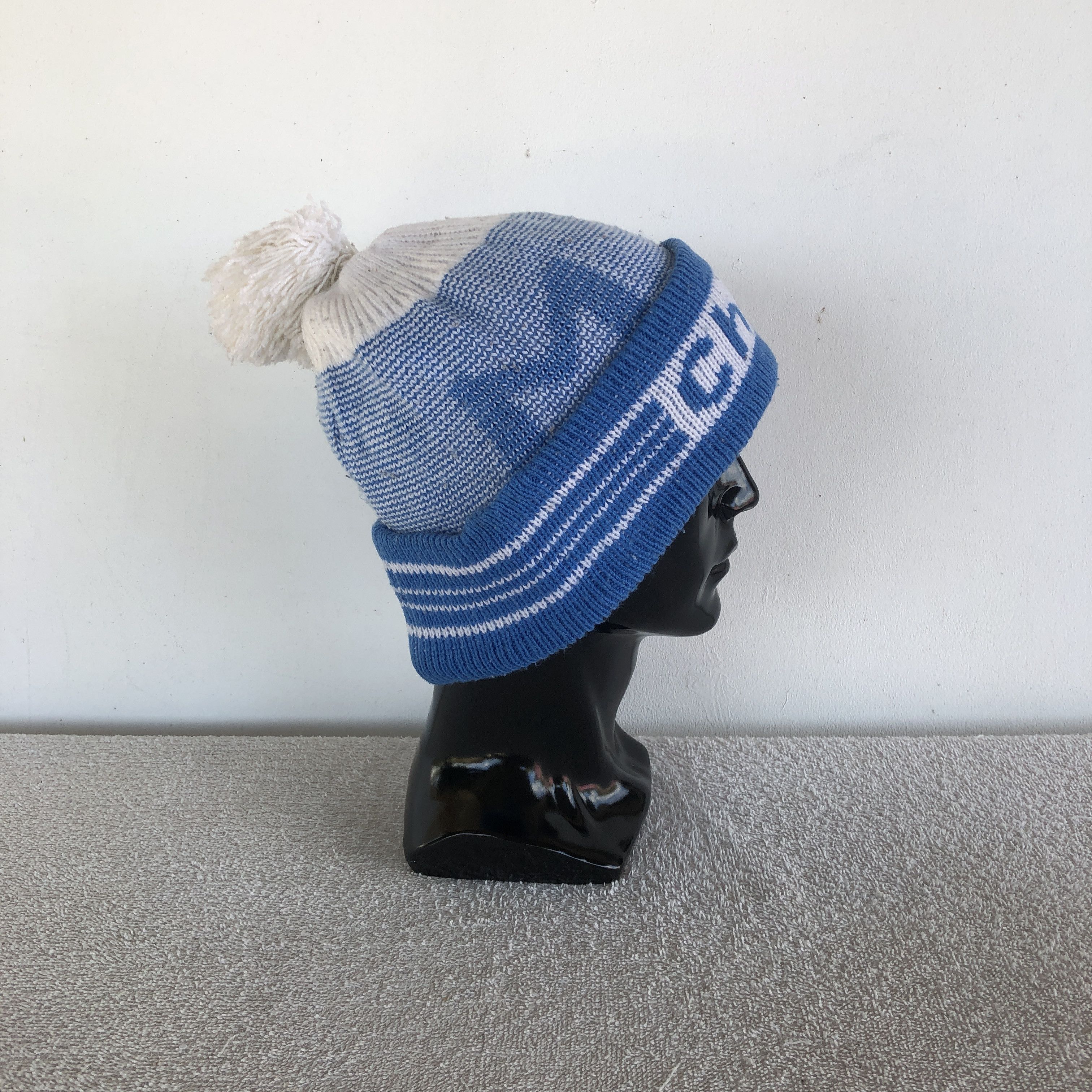 Japanese Brand Vintage 70s Champion Striped Beanie Snow Caps Pom Pom Hats Size ONE SIZE - 3 Thumbnail