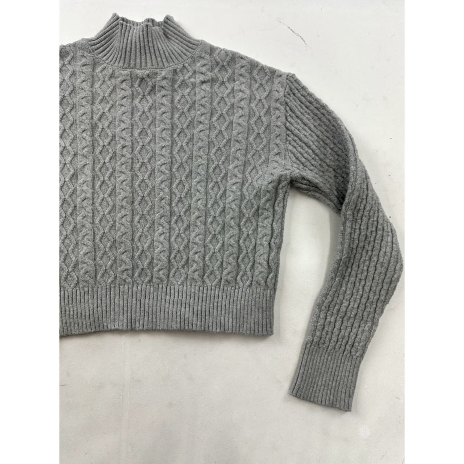 Vintage Truth by Republic Gray Sweater Womens Small Gray Cable Knit Mock Neck Pullover Size S / US 4 / IT 40 - 2 Thumbnail