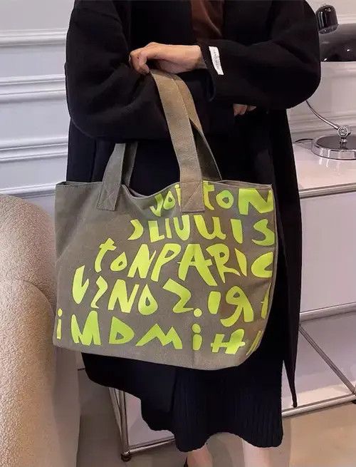 Japanese Brand Fashion graphic canvas tote bag shoulder bag Size ONE SIZE - 3 Thumbnail