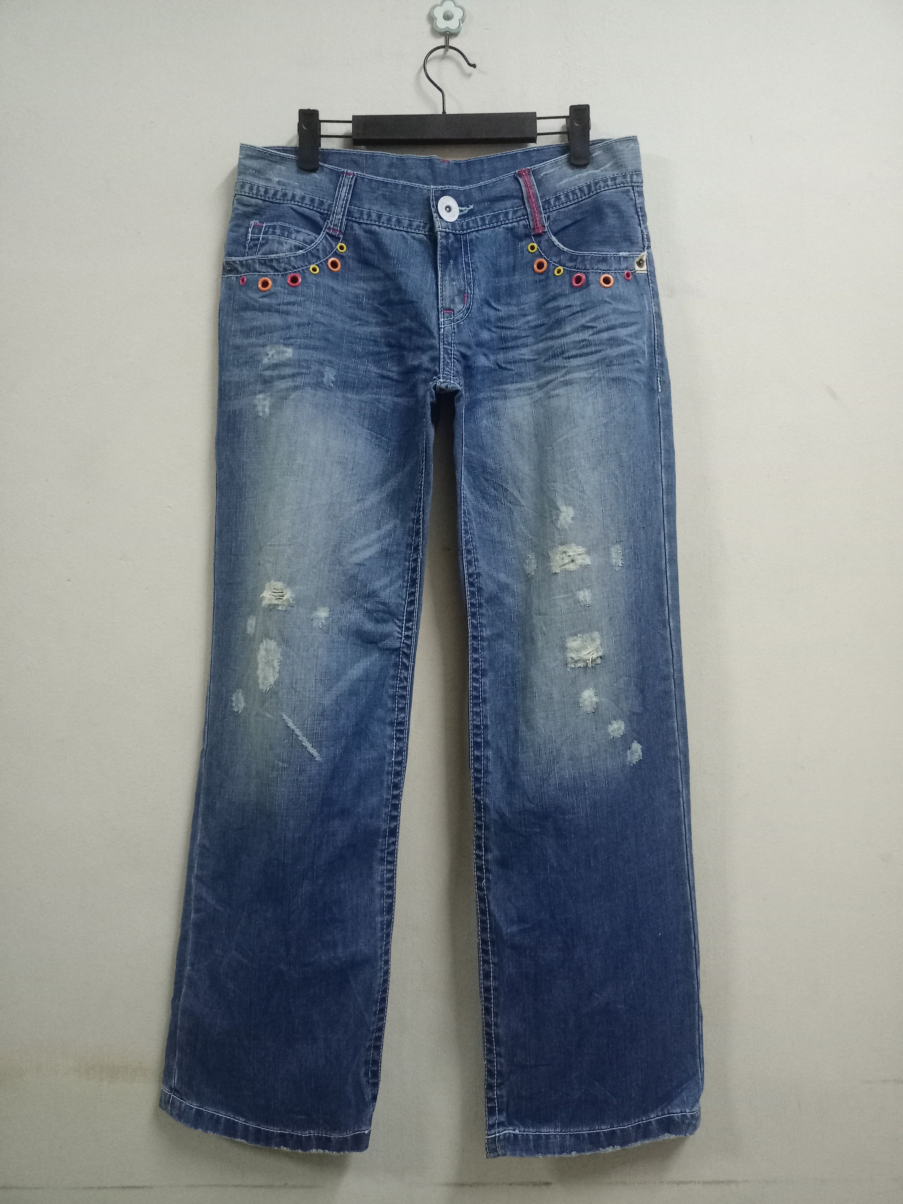 Japanese Brand Vintage BLUE MOON BLUE Spell Out Distressed Baggy Jeans Size US 32 / EU 48 - 3 Thumbnail