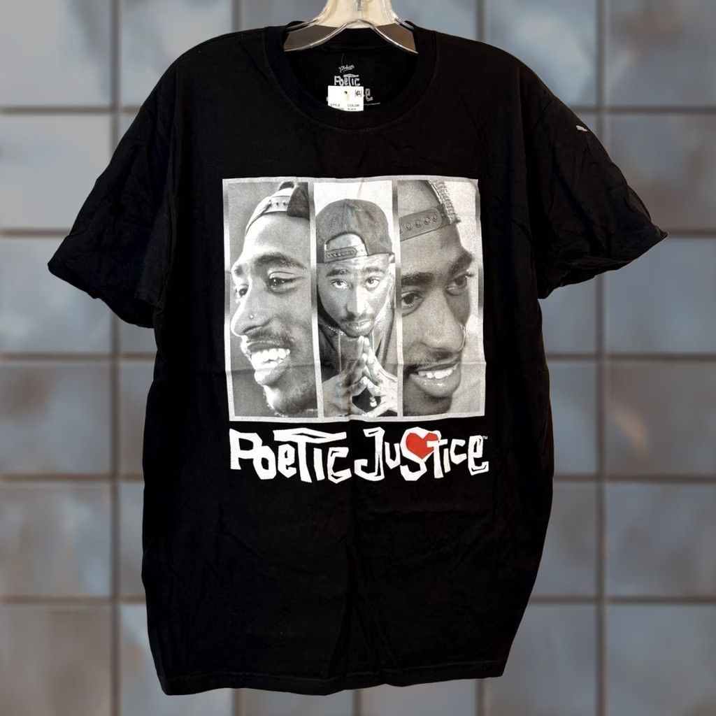 Vintage Poetic Justice 2pac Tupac Shakur T-Shirt Men Medium Black Short Sleeve Tee New Size US M / EU 48-50 / 2 - 1 Thumbnail
