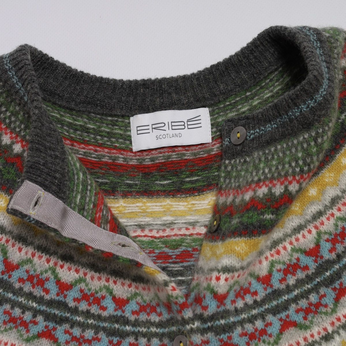 Other Eribe Scotland Fair Isle Pattern Cardigan Sweater Wool Yello Size L / US 10 / IT 46 - 12 Thumbnail