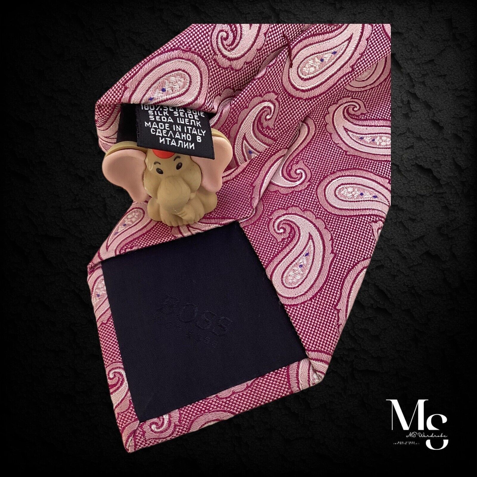 Hugo Boss BOSS HUGO BOSS XL Pink Paisley Silk Tie Made In Italy W: 3" Size ONE SIZE - 6 Thumbnail