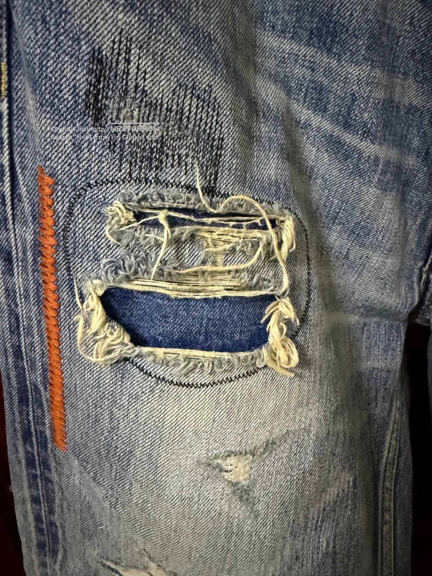 Fdmtl Red Line Destroyed Denim Jeans Gggg162608 in Blue, Men's (Size 30) — image 4 of 6