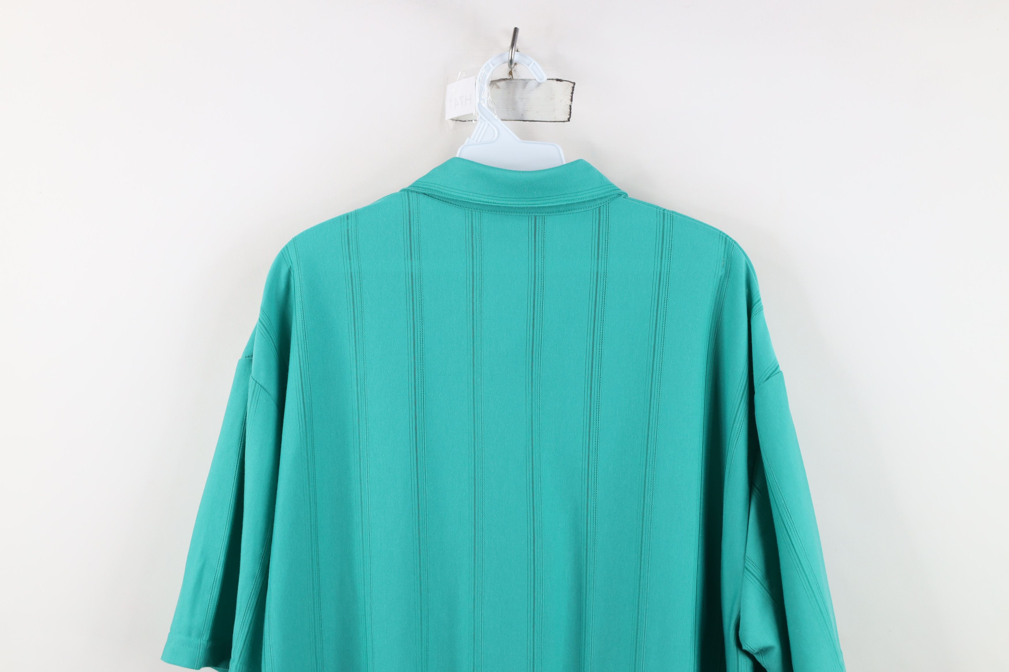 Vintage Vintage 90s Streetwear Striped Collared Pullover Polo Teal Size US L / EU 52-54 / 3 - 11 Thumbnail