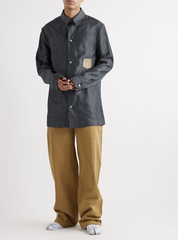 image of Maison Margiela Canvas Twill Overshirt in Navy, Men's (Size Small)