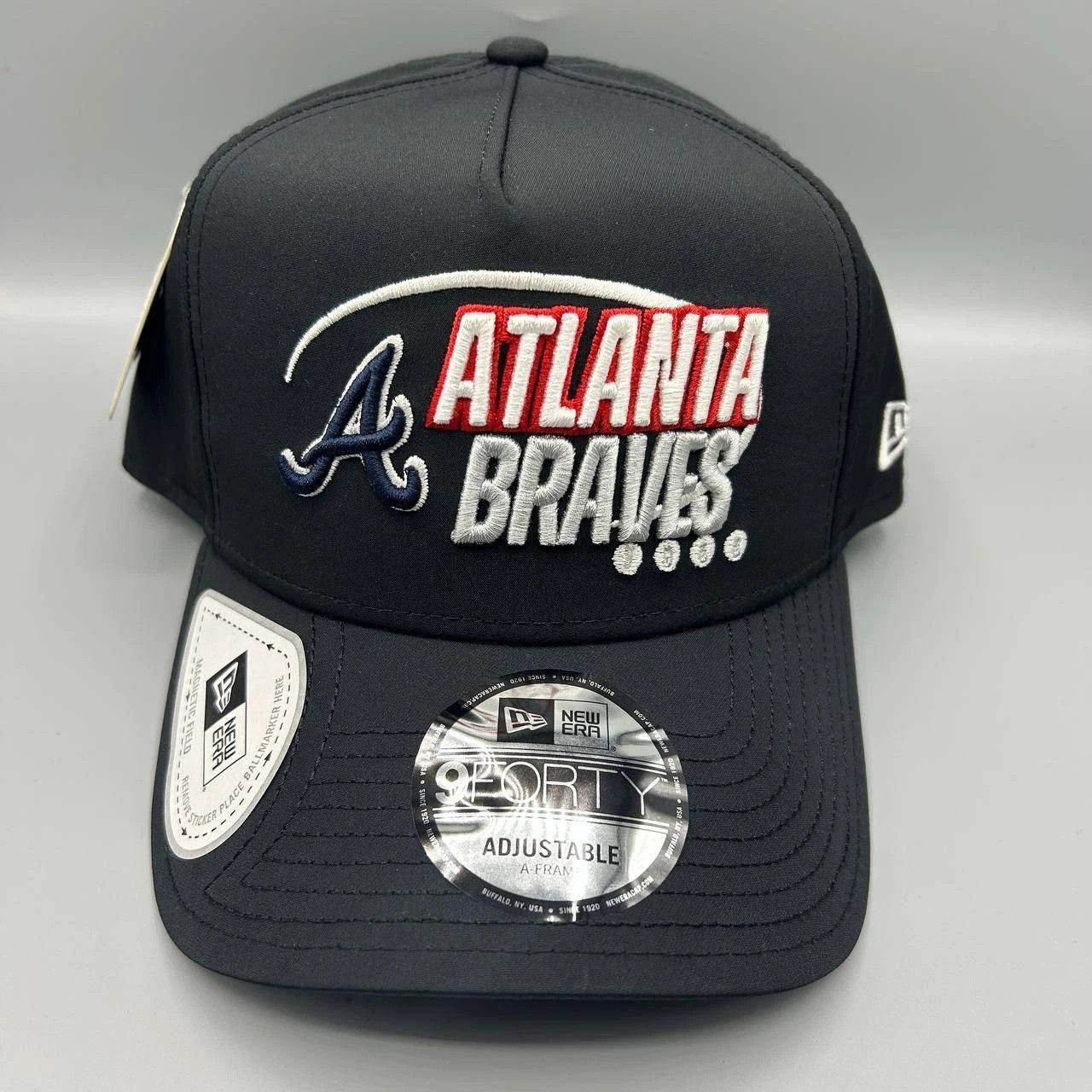 New Era Atlanta Braves MLB Hat Men Black Snap Back Cap A-Frame New Size ONE SIZE - 1 Thumbnail