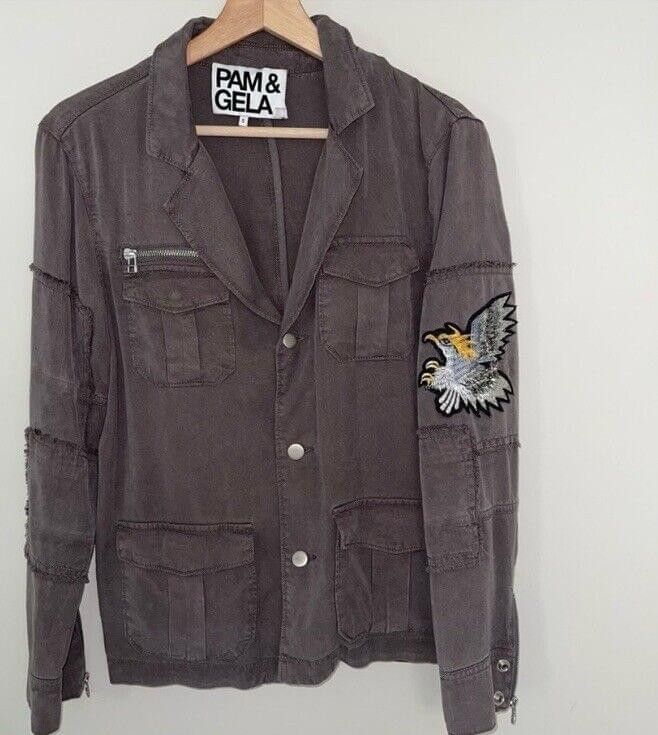 Pam & Gela Pam & Gela Tencel Twill Utility Cargo Jacket S Eagle Patch Size S / US 4 / IT 40 - 1 Thumbnail