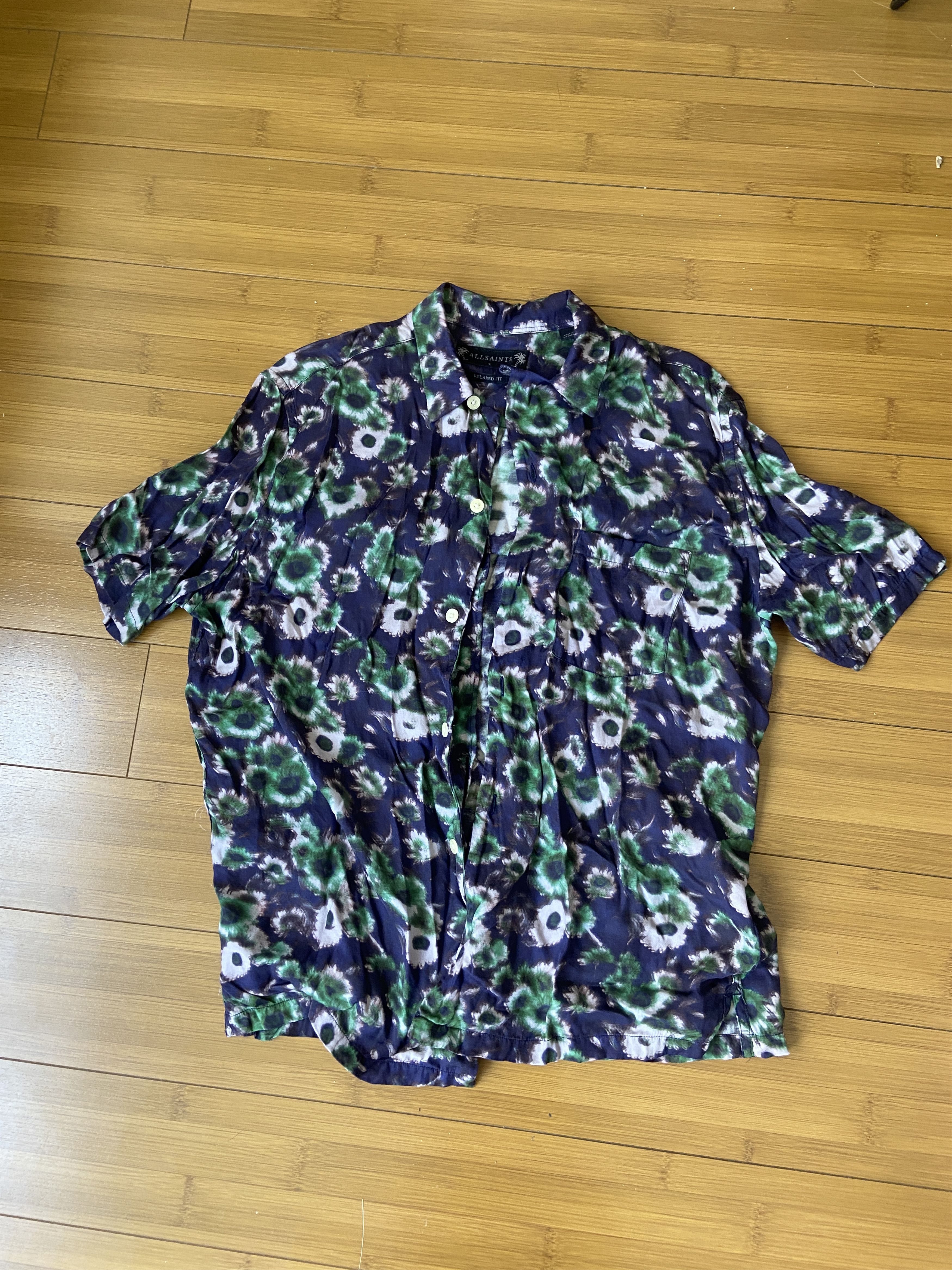 Allsaints AllSaints Florax Blue Green Short Sleeve Shirt Mens - Small Size US S / EU 44-46 / 1 - 1 Thumbnail