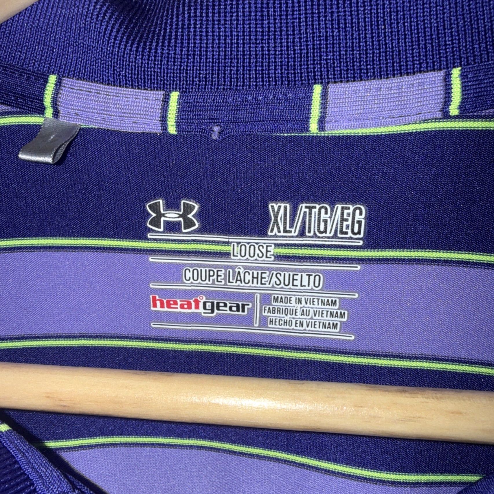 Under Armour Under Armour HeatGear Purple Striped Polo Shirt Mens XL Size Size US XL / EU 56 / 4 - 3 Thumbnail