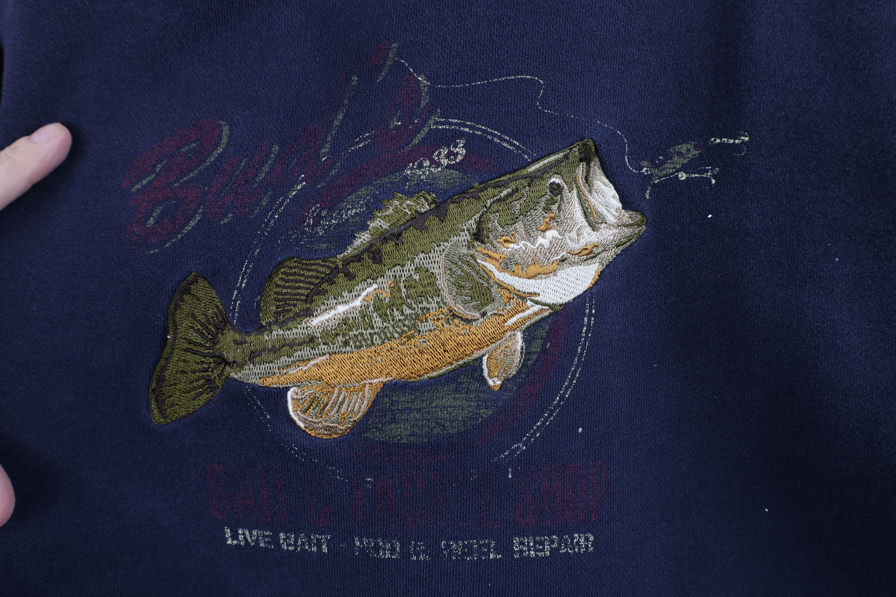 Vintage Vintage Streetwear Bass Fishing Crewneck Sweatshirt Blue Size US L / EU 52-54 / 3 - 4 Thumbnail