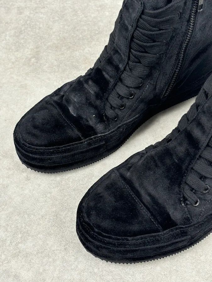 Ann Demeulemeester Ann Demeulemeester Black Velvet High-Top Sneakers Size US 7 / EU 40 - 5 Thumbnail