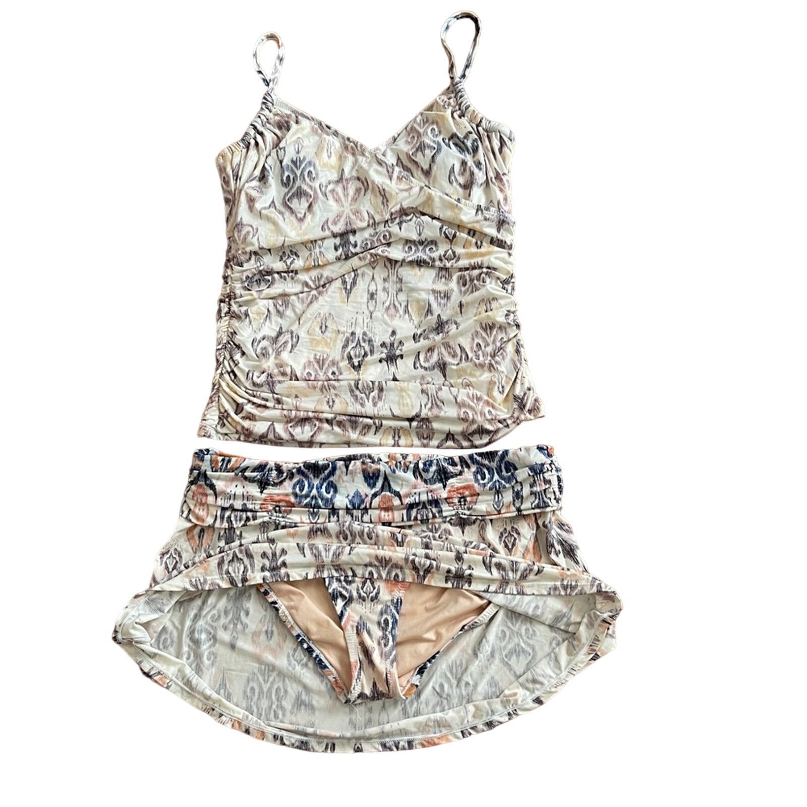 Other Garnet Hill Multicolor Print Ruched Takini Swim Skort Set Size ONE SIZE - 2 Thumbnail