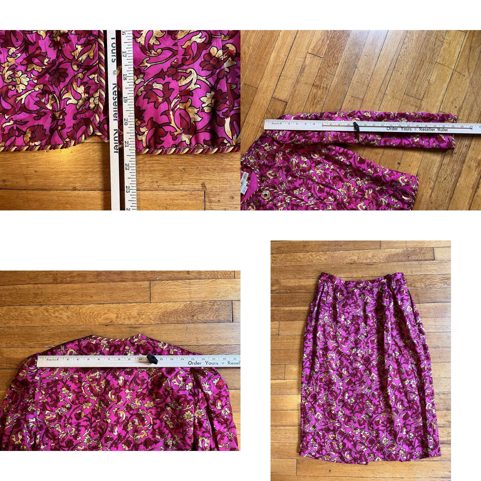 Vintage VINTAGE Anne Crimmins for Umi Collections Silk Skirt Suit 10 Pink Floral Paisley Size 32" / US 10 / IT 46 - 9 Thumbnail