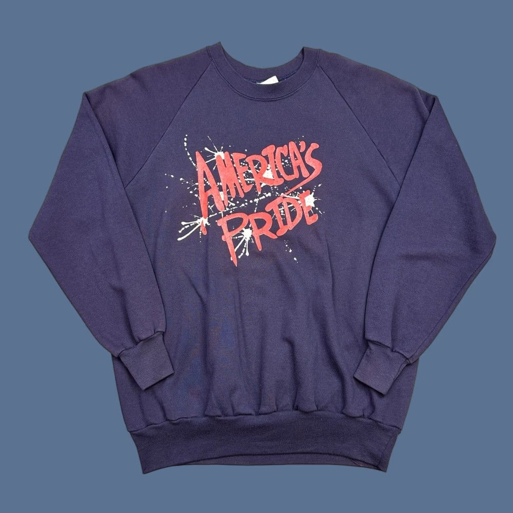 Anvil VINTAGE Anvil Sweatshirt Mens XL Purple Americas Pride Crewneck Pullover USA 80s Size US XL / EU 56 / 4 - 1 Thumbnail