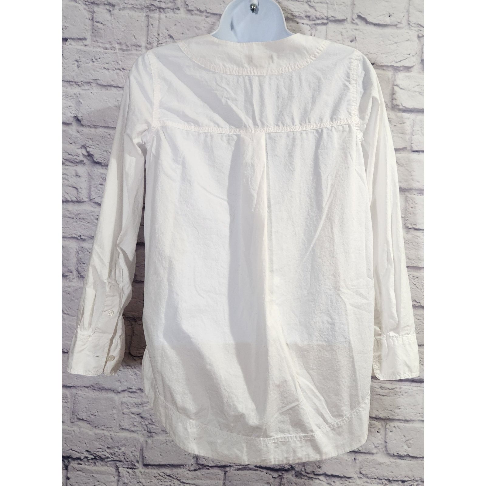 J.Crew J. Crew White Long Sleeves With Buttons V Neck Top PXS Size XS / US 0-2 / IT 36-38 - 3 Thumbnail