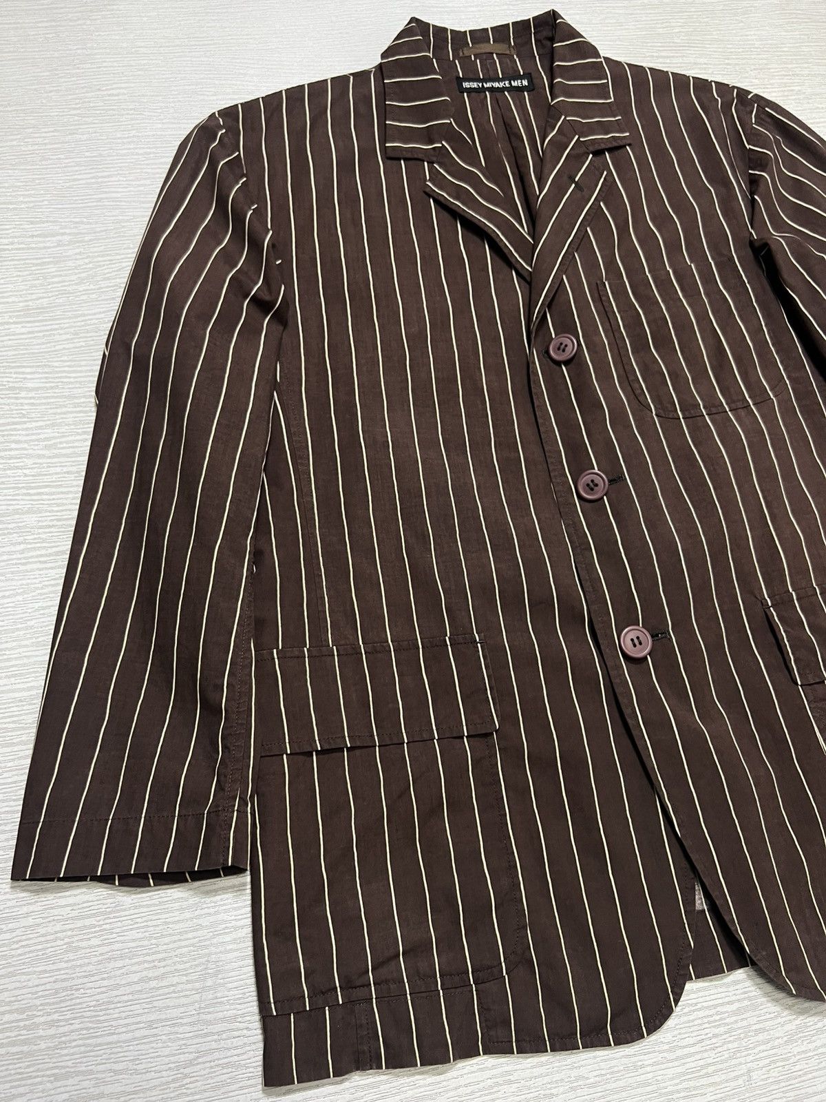 Issey Miyake Issey Miyake Men - Cinch Back Stripe Blazer Size US M / EU 48-50 / 2 - 7 Thumbnail