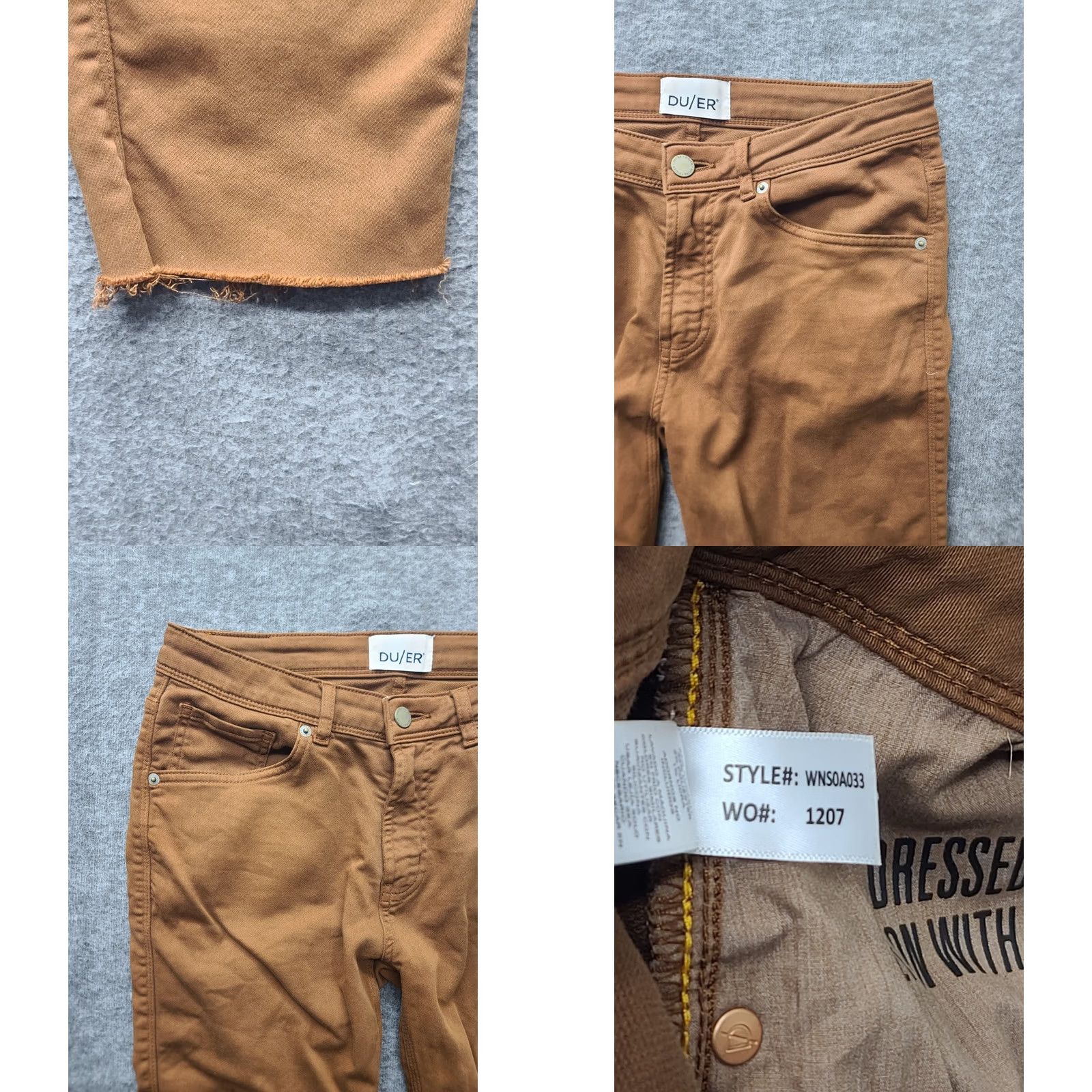 Vintage DU/ER Pants Mens 28x29 Relaxed Fit Tapered Leg Chino Twill Brown with Pockets Size US 28 / EU 44 - 8 Thumbnail