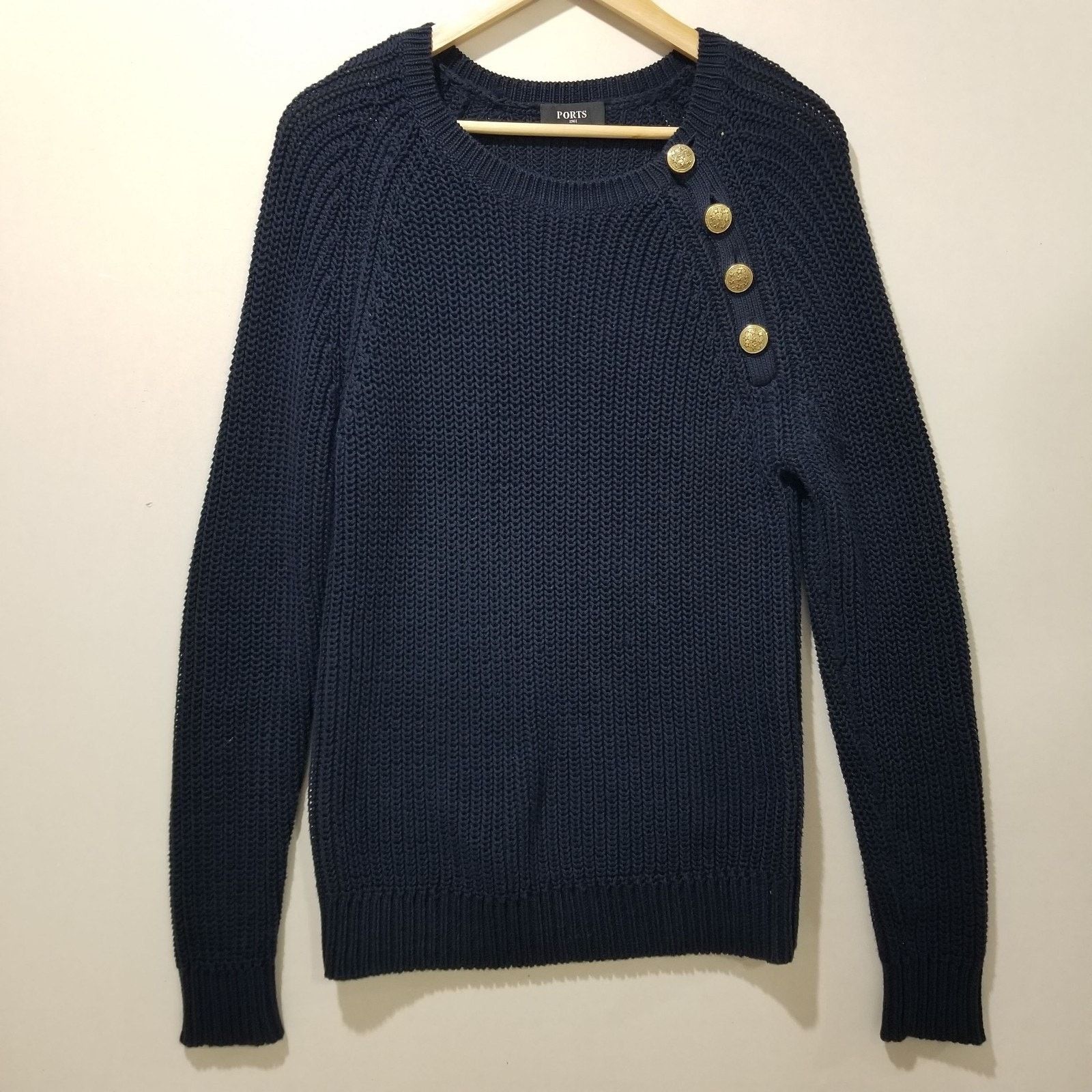 Other PORTS 1961 Sweater Size Small Gold Logo Button Knitwear $460 Size S / US 4 / IT 40 - 1 Thumbnail