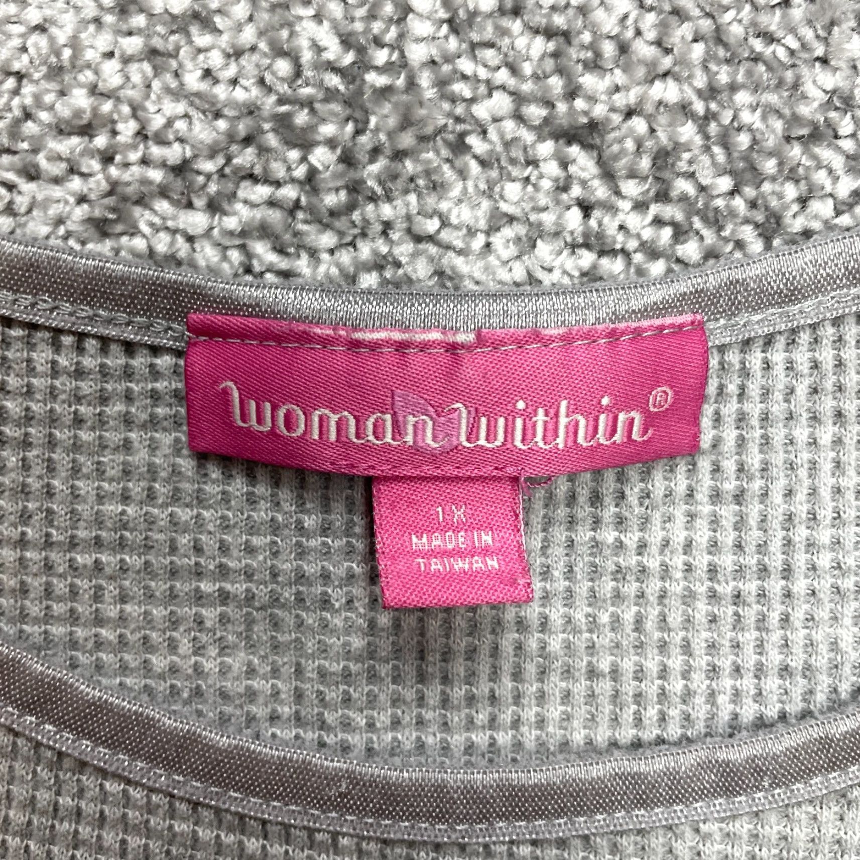 Vintage Woman Within Shirt Womens Plus Size 1X 22/24 Gray Short Sleeve Thermal Waffle Size XL / US 12-14 / IT 48-50 - 2 Thumbnail
