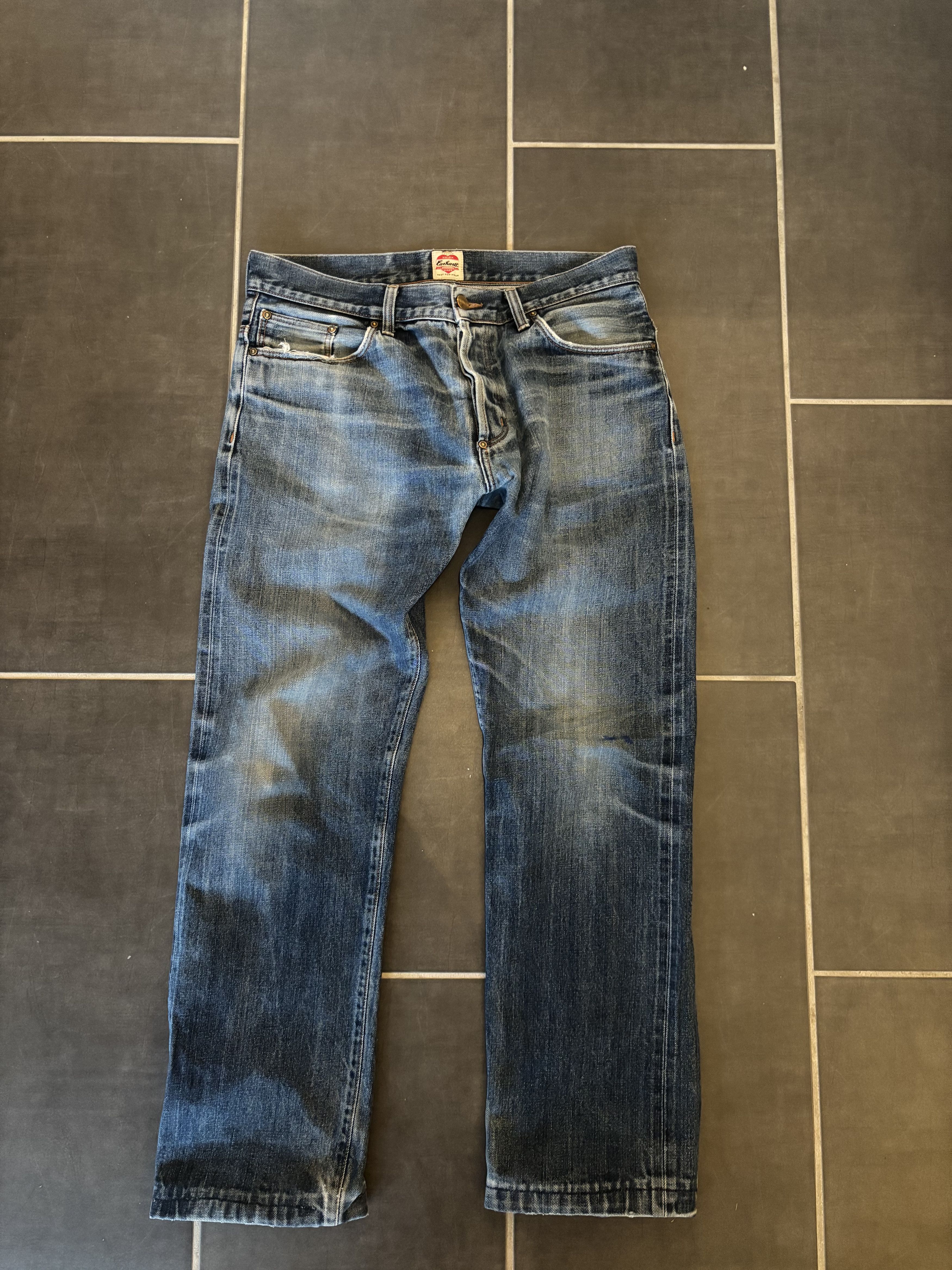 Carhartt 2000s Carhartt, union made, selvedge jeans with buckleback Size US 33 - 2 Thumbnail