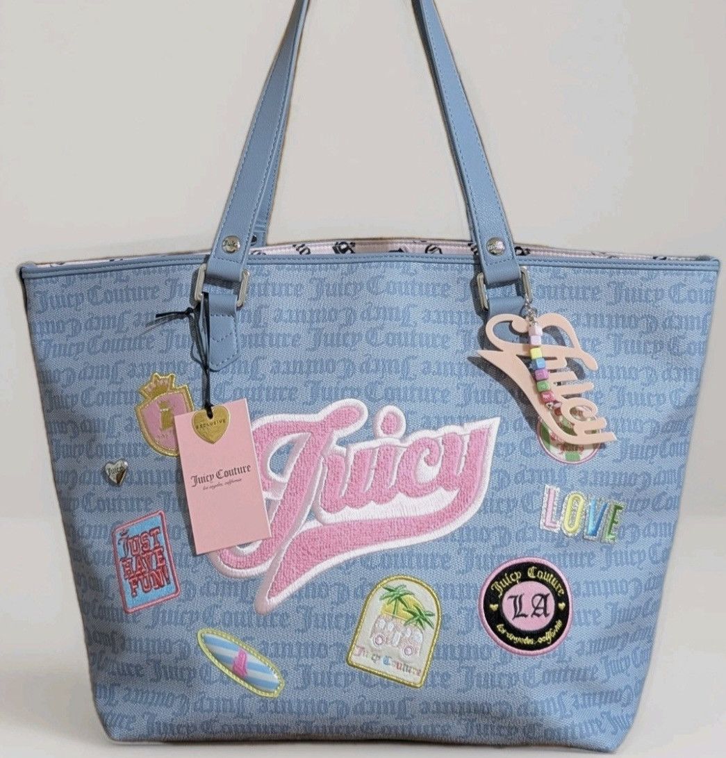 Juicy Couture Juicy Couture Juicy Run the World Tote Bag Dusty Blue Size ONE SIZE - 1 Thumbnail