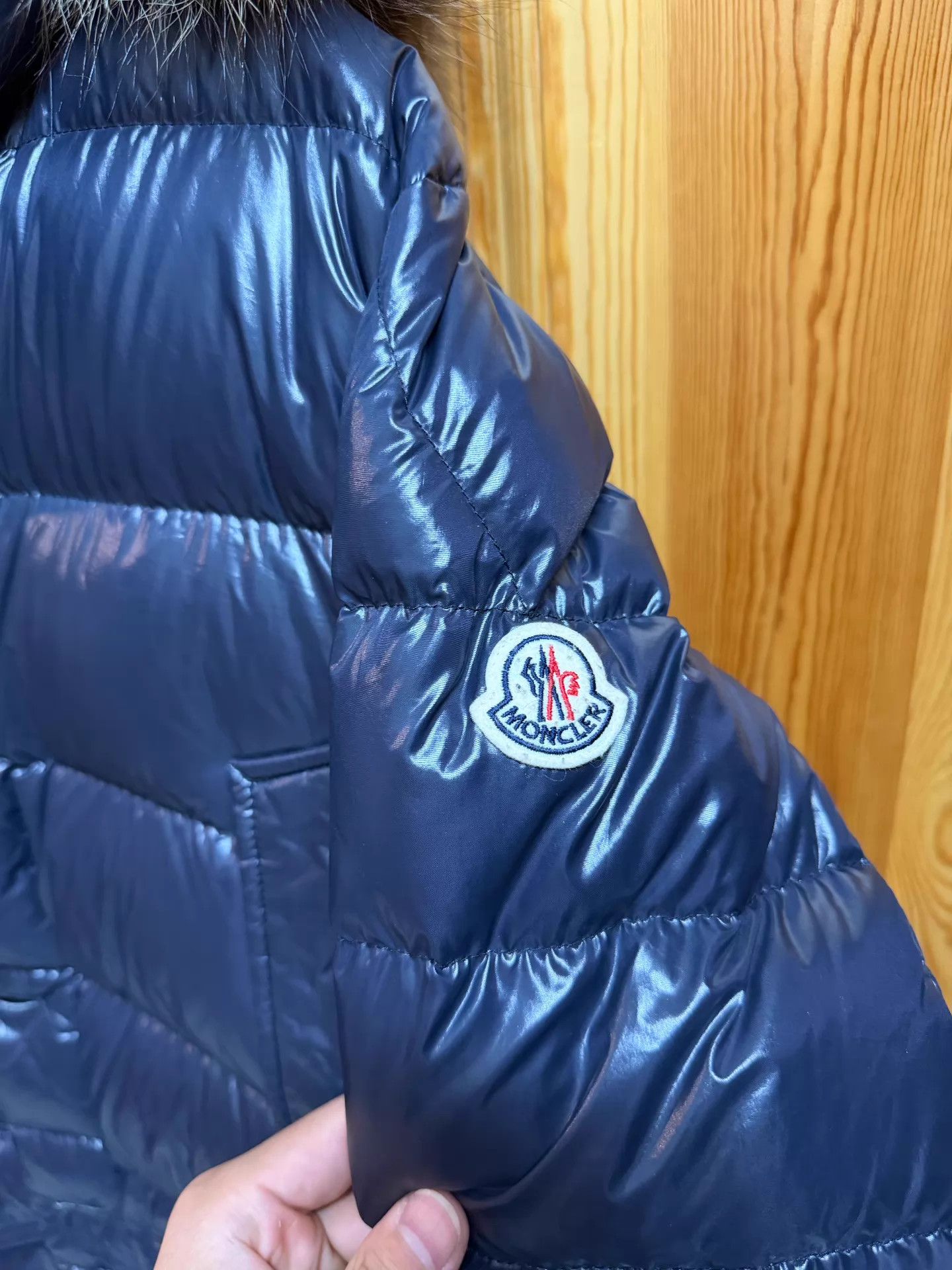 Moncler Moncler Cluny Blue Fur Collar Down Jacket Size 5 Size US XXL / EU 58 / 5 - 2 Thumbnail