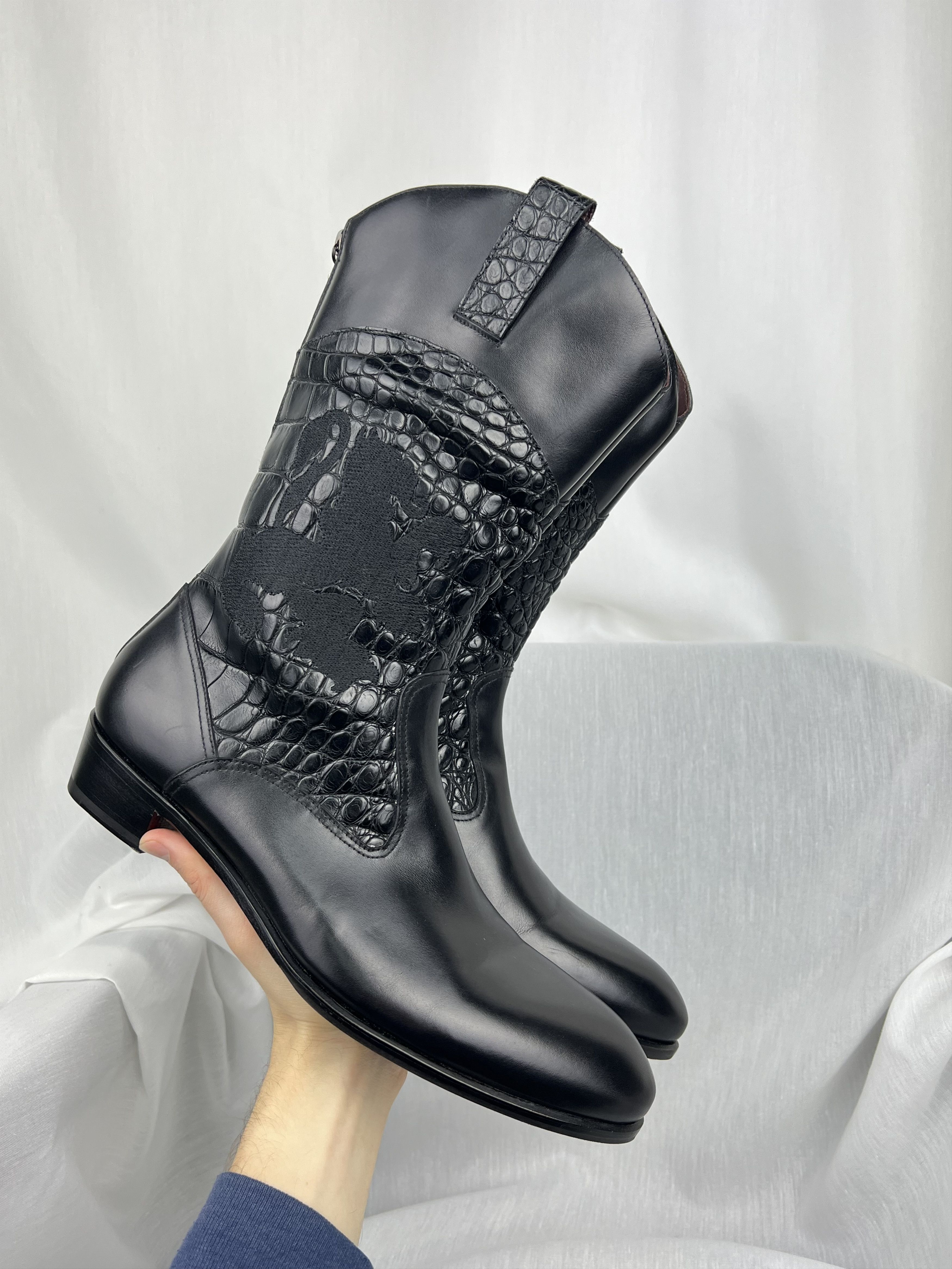 Zilli Stunning Leather with Crocodile Pieces High-Top Boots Size US 9 / EU 42 - 2 Thumbnail