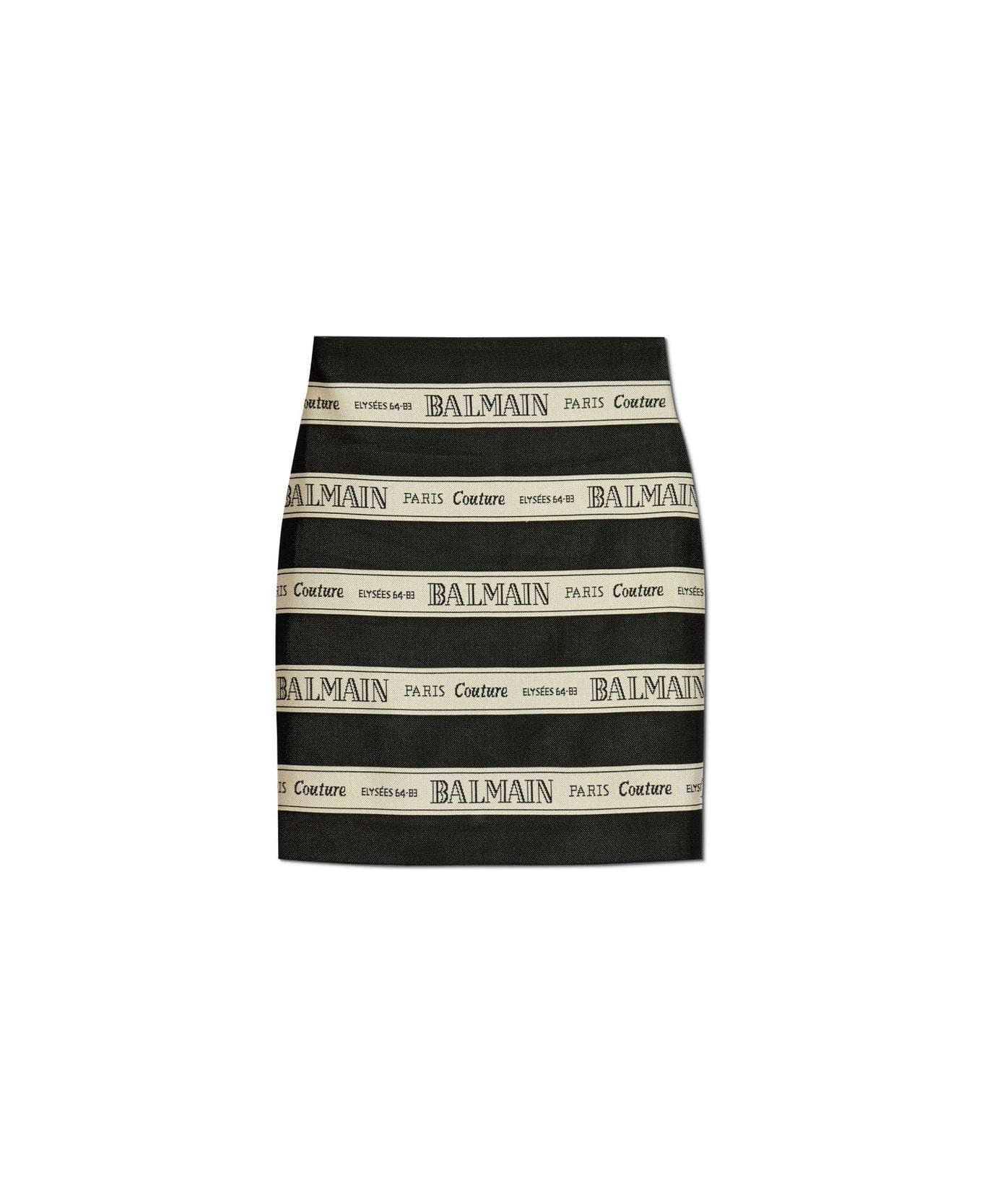 o1srvl11e1125 Jacquard Mini Skirt in Black/White
