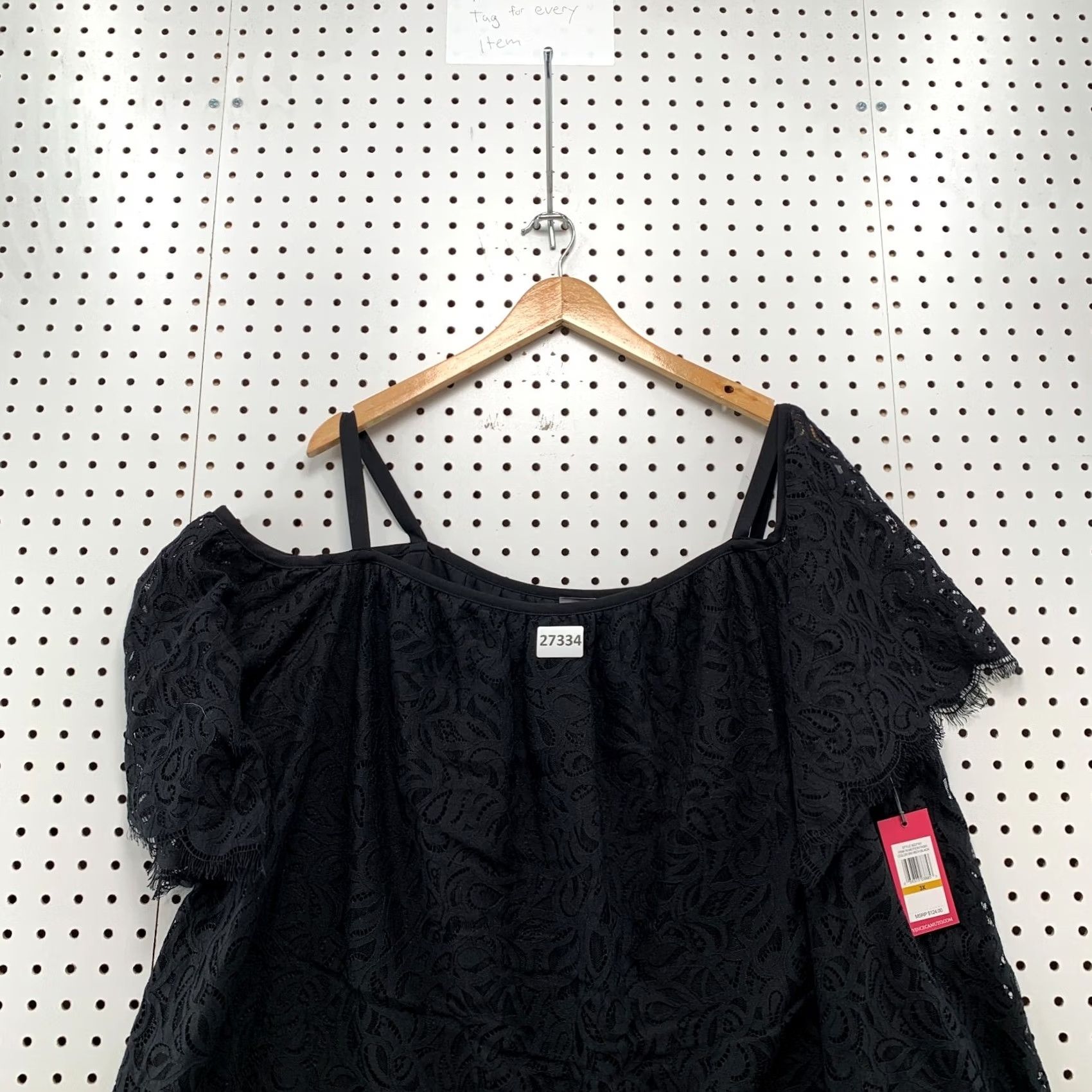 Vince Camuto Vince Camuto Black 3X Pale Dahlia Lace Cold Shoulder Top Womens NWT 24 Size XXL / US 16-18 / IT 52-54 - 3 Thumbnail