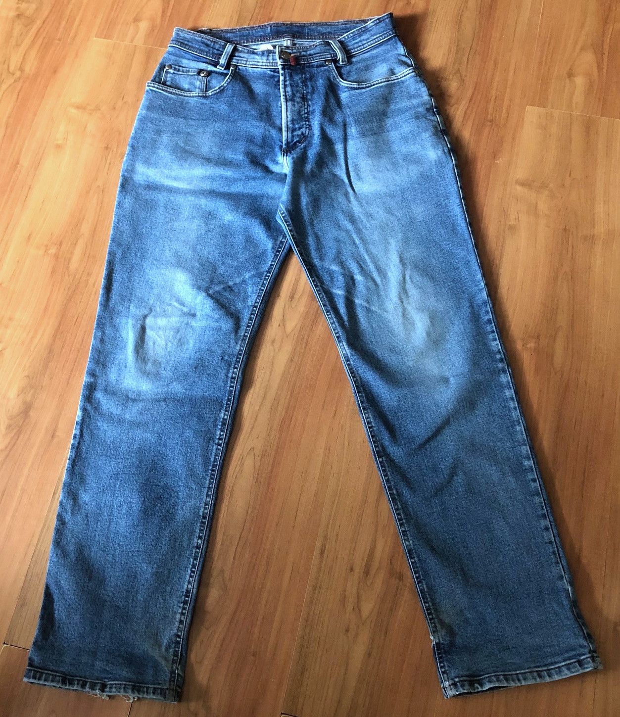 image of Pierre Cardin Men's High-Waisted Jeans Pants Size W34/l34 Elastic in Blue