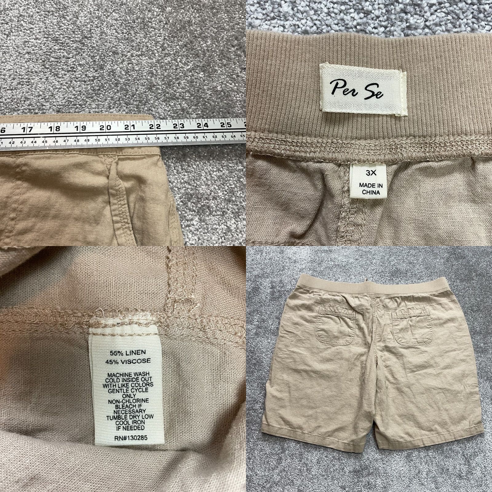 Vintage Per Se Sweatshorts Womens 3X Brown Elastic Waist Linen Soft Casual Stretch 10" Size 30" / US 8 / IT 44 - 8 Thumbnail
