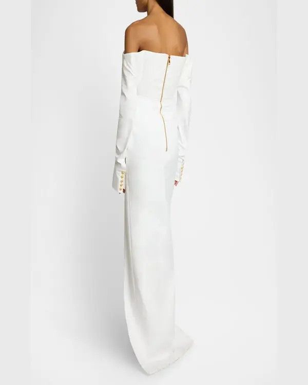Balmain o1s1wg111225 Strapless Shirt Gown in White Size M / US 6-8 / IT 42-44 - 3 Thumbnail