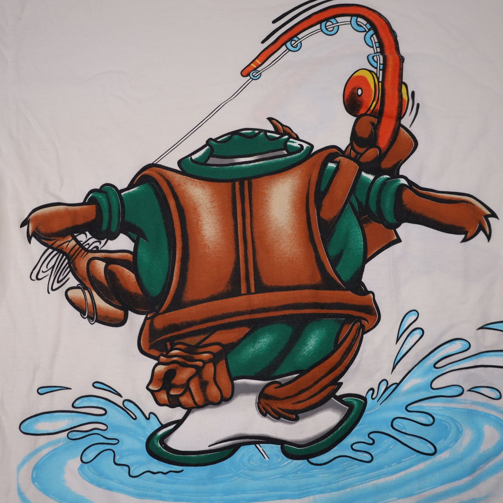 Vintage Vintage Looney Tunes Fishing Taz Front Back Print Graphic T Size US XL / EU 56 / 4 - 11 Thumbnail