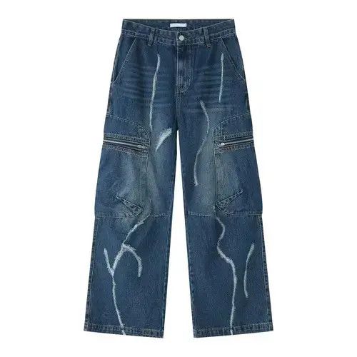 Designer × Vintage flared baggy damaged ripped cargo pants Size US 32 / EU 48 - 4 Thumbnail