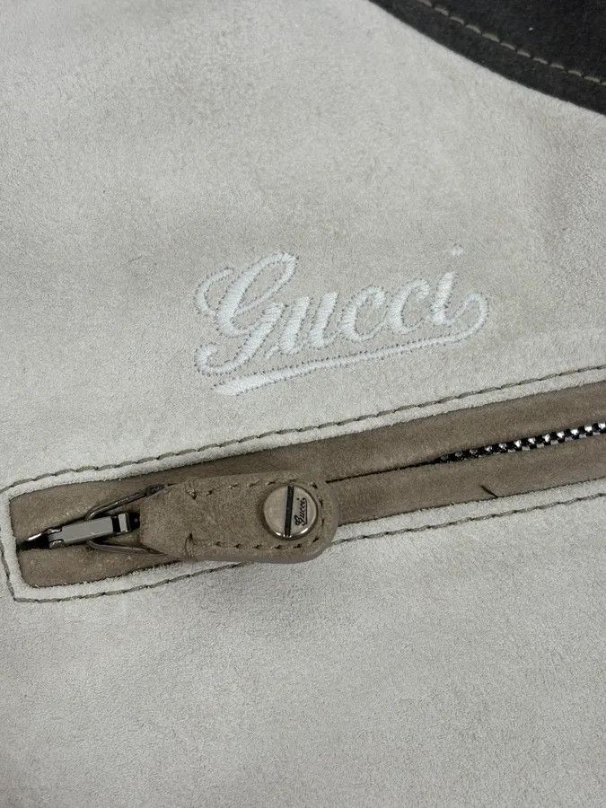 Gucci FW2005 Gucci White & Grey Suede Leather Bomber Jacket Size US M / EU 48-50 / 2 - 9 Thumbnail