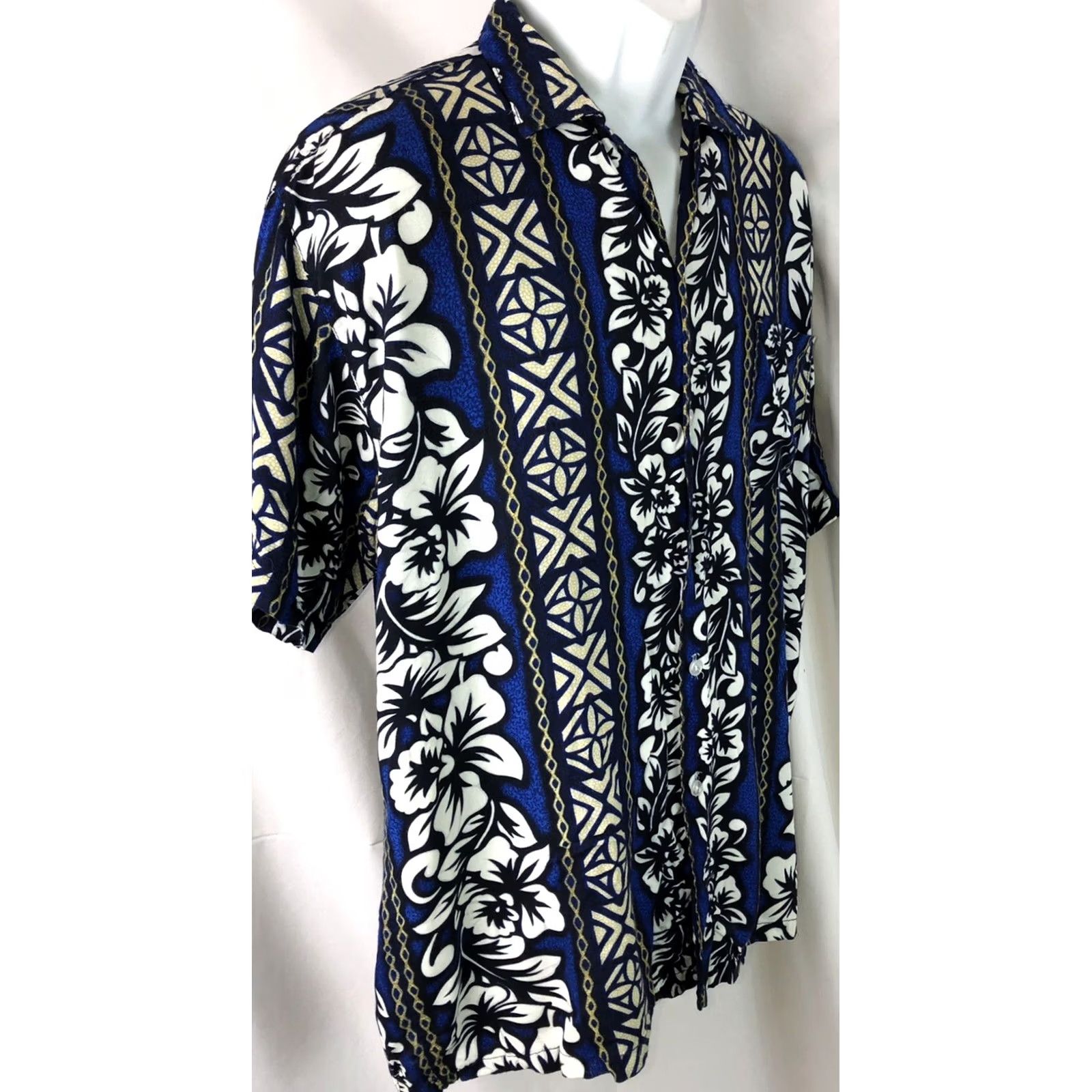 Vintage Koko Vintage Hawaiian Shirt M Blue Tropical Button-Up Short Sleeve Pocket Rayon Beach Luau Surf Retro 90s Bohemian Mens Size US M / EU 48-50 / 2 - 2 Thumbnail