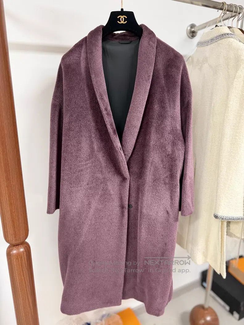 Brunello Cucinelli Brunello Cucinelli Alpaca Wool Robe Coat, Grape Purple Size XS / US 0-2 / IT 36-38 - 1 Thumbnail