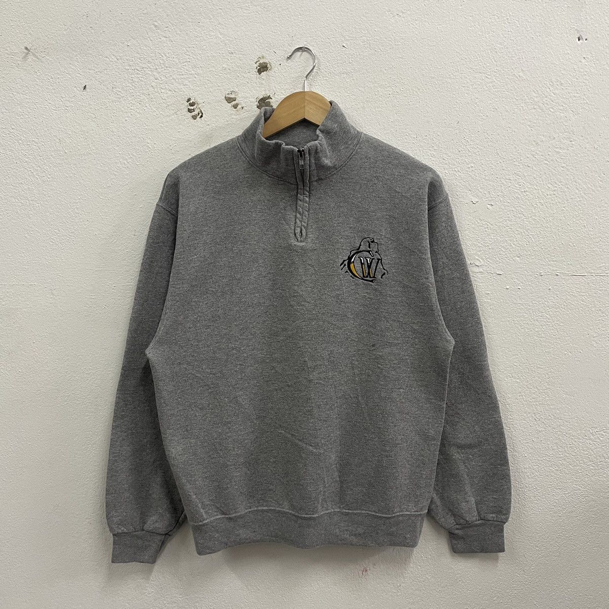 Vintage 🔥Vintage Embroidered Logo Half Zipper Sweatshirts Size US M / EU 48-50 / 2 - 1 Thumbnail